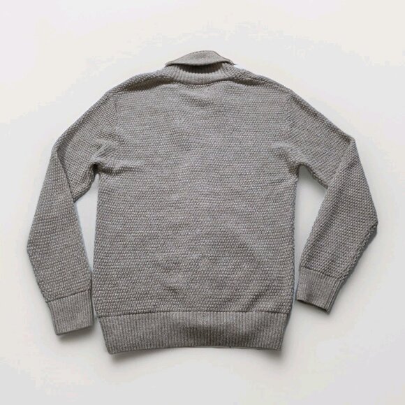 Zara Cardigan Men L Beige Marled Textured LS Shawl Collar Button Preppy Academia - Picture 12 of 14